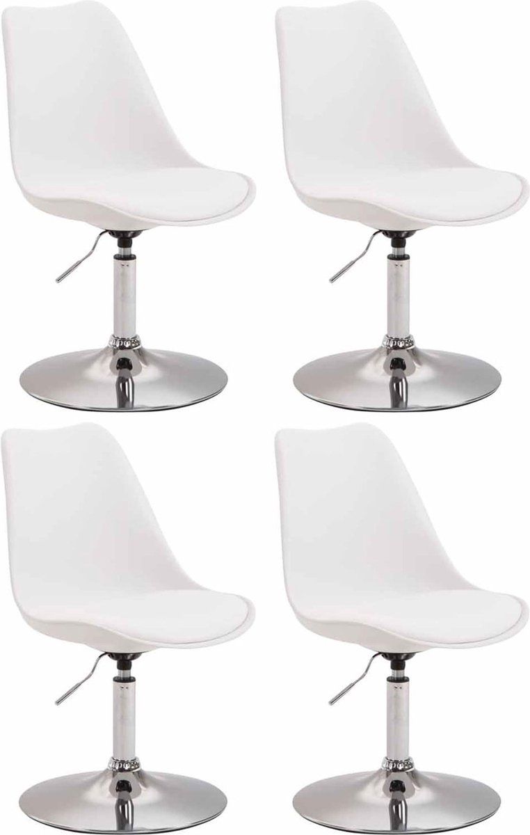 CLP Maverick Set van 4 Eetkamerstoelen - Kunststof wit chroom