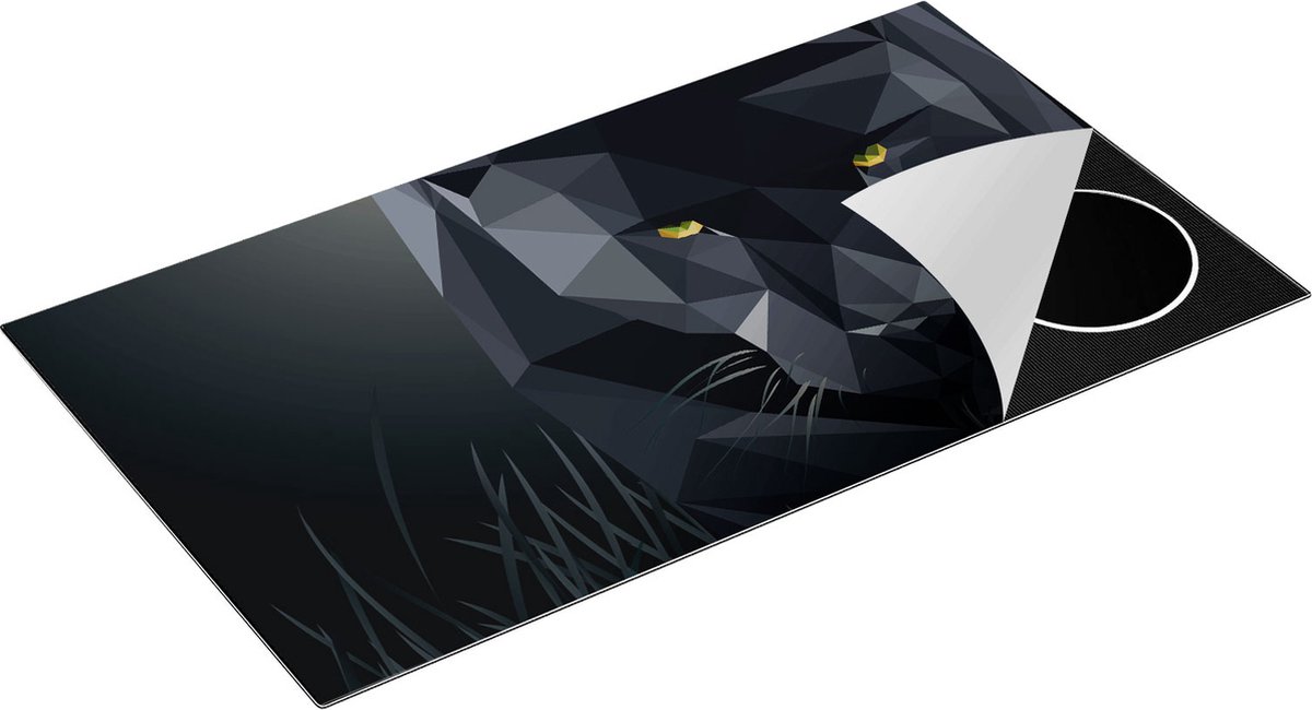 Chefcare Inductie Beschermer Zwarte Panter van Origami - Abstract - 95x55 cm - Afdekplaat Inductie - Kookplaat Beschermer - Inductie Mat