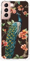 Smartphone hoesje Geschikt voor Samsung Galaxy S21 FE Beschermhoesje met transparante rand Pauw met Bloemen