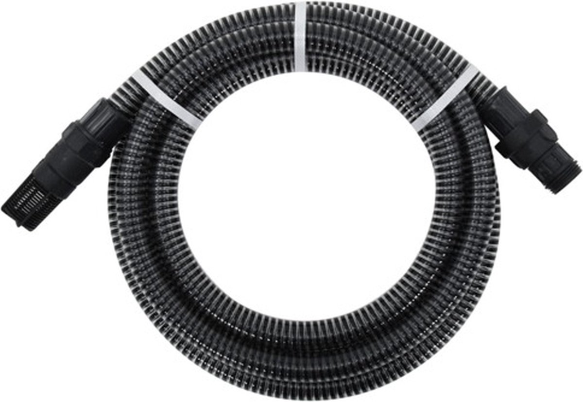 vidaXL Zuigslang met messing koppelingen 1,1'' 5 m PVC zwart