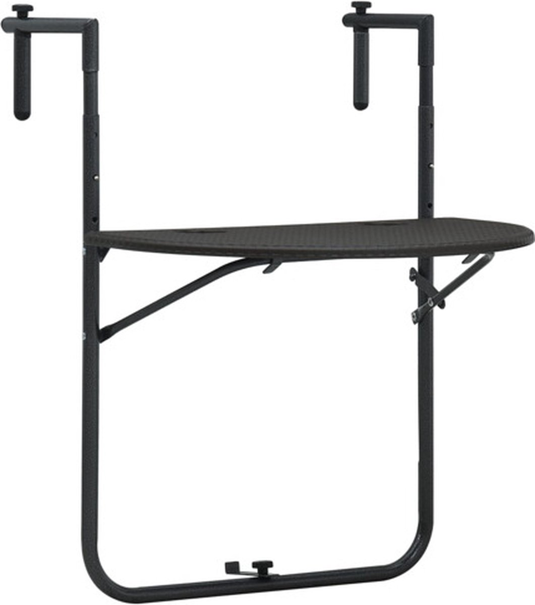 vidaXL Balkontafel hangend 60x64x83,5 cm rattan-look kunststof bruin