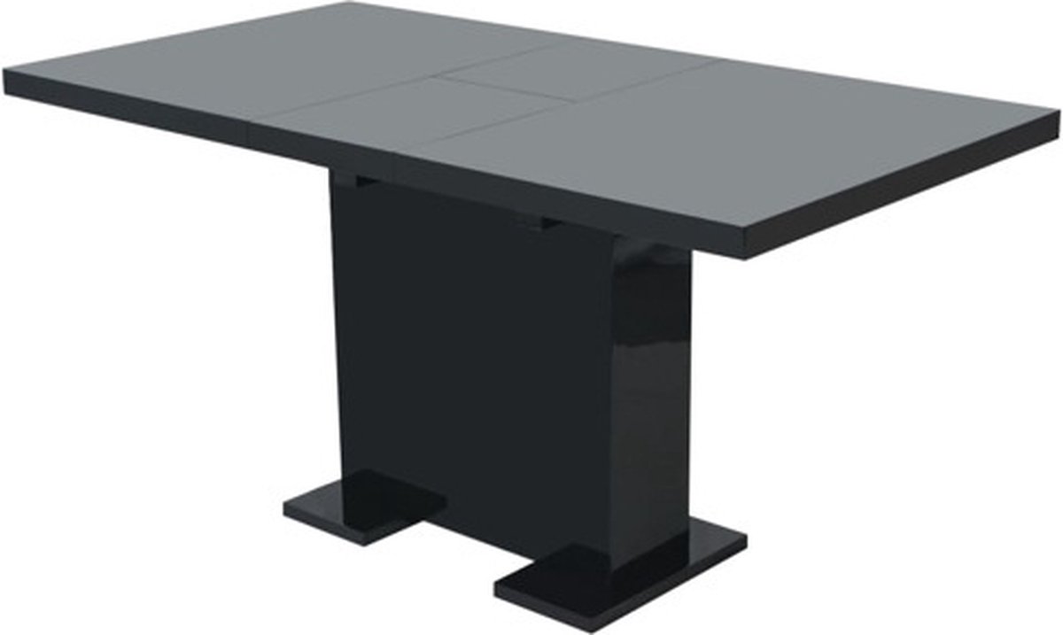 vidaXL Eettafel - uitschuifbaar - hoogglans - zwart hoogglans zwart