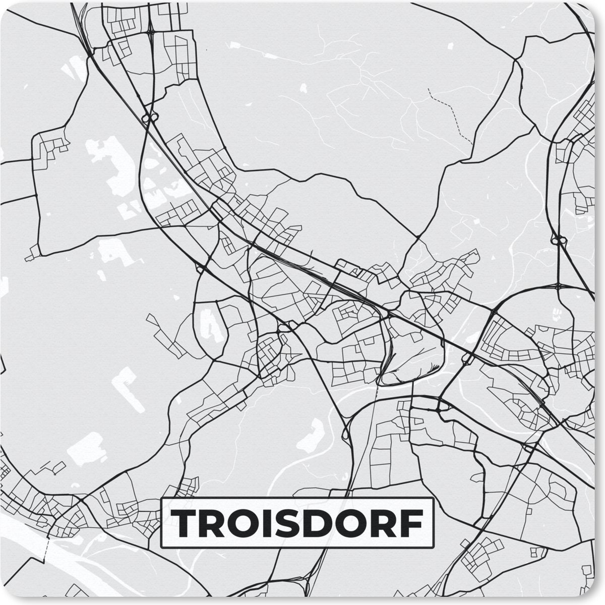 Muismat 20x20 cm - Mousepad Troisdorf - Kaart - Stadskaart - Plattegrond - Duitsland - Muismatten - Stadskaart