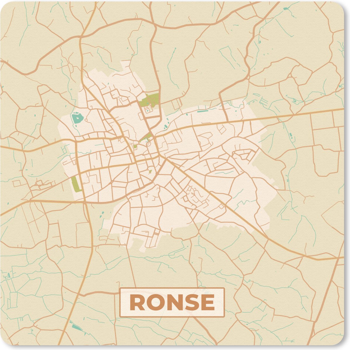Muismat 20x20 cm - Mousepad Plattegrond - Stadskaart - Ronse - België - Kaart - Muismatten - Stadskaart