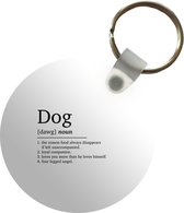 Sleutelhanger - Spreuken - Dog - Woordenboek - Hond definitie - Dieren - Quotes - Plastic - Rond - Uitdeelcadeautjes