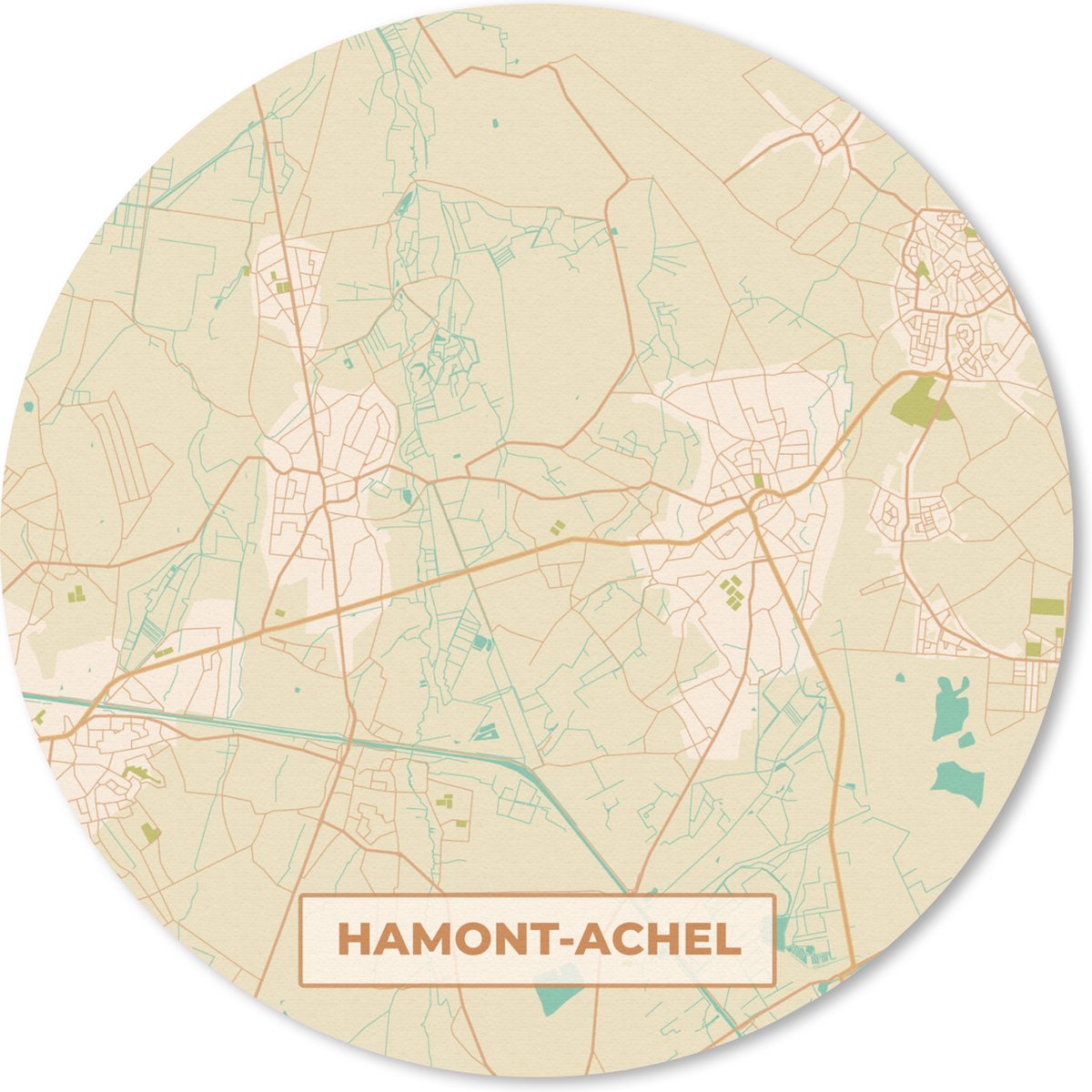 Muismat rond 30x30 cm - Mousepad Harmont-Achel - Kaart - Vintage - Plattegrond - Stadskaart - Ronde muismatten - Stadskaart