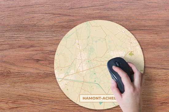 Muismat rond 40x40 cm - Mousepad Harmont-Achel - Kaart - Vintage - Plattegrond - Stadskaart - Ronde muismatten - Stadskaart