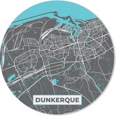 Muismat - Mousepad - Rond - Dunkerque - Frankrijk - Plattegrond - Stadskaart - Kaart - 20x20 cm - Ronde muismat