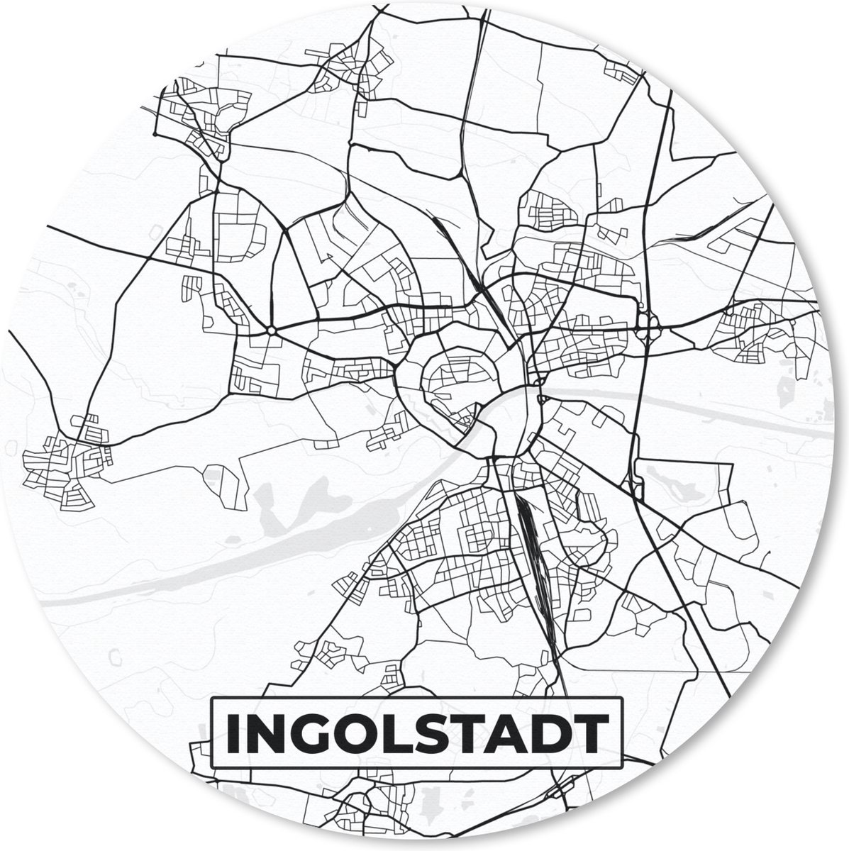 Muismat rond 20x20 cm - Mousepad Plattegrond - Ingolstadt - Kaart - Stadskaart - Ronde muismatten - Stadskaart