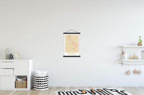 Porte-affiche avec affiche - Affiche scolaire - Schijndel - Carte - Plan d'étage - Plan de la ville - 40x60 cm - Lattes noires