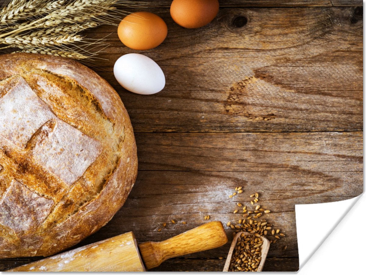 Poster Brood - Eieren - Keuken - 80x60 cm