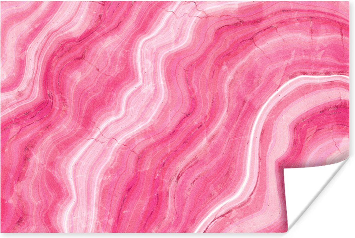 Poster Agaat geode - Roze - Kristal - Geode - 60x40 cm