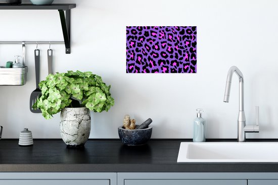 Affiche Panthère - Violet - Rose - Néon - 30x20 cm