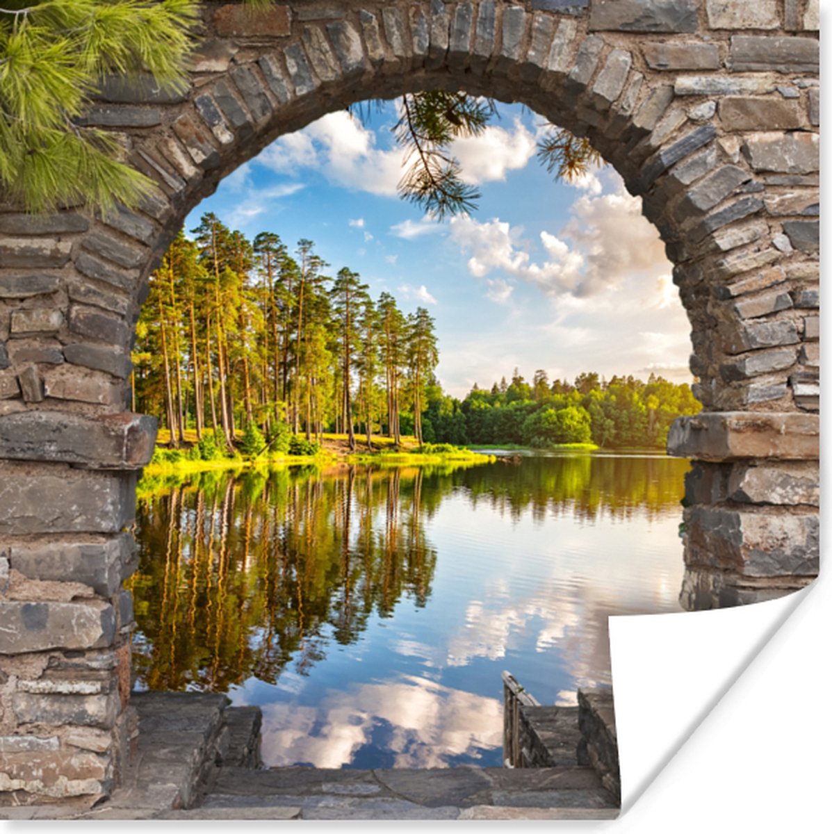 Poster Landschap - Doorkijk - Water - 75x75 cm