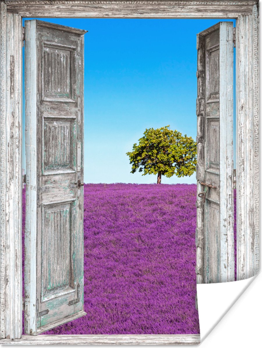 Poster Bloemen - Lavendel - Doorkijk - 30x40 cm