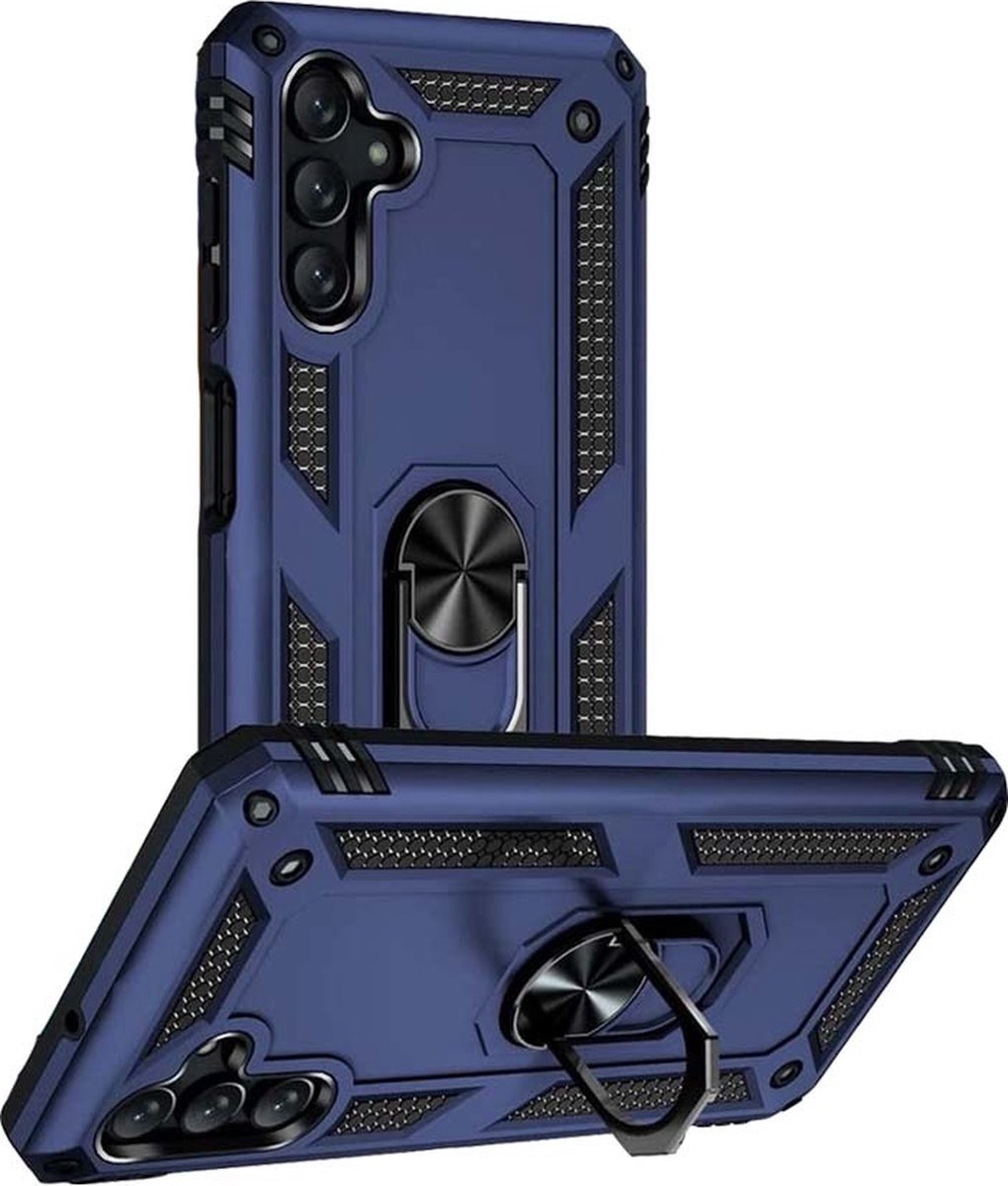 Hoesje Geschikt Voor Samsung Galaxy A13 5G Hoesje Armor Anti-shock Backcover Blauw - Galaxy A13 5G - A13 5G Backcover kickstand Ring houder cover TPU backcover oTronica