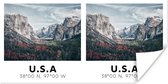 Poster Yosemite - Amerika - Wyoming - Bergen - Bos - 40x20 cm