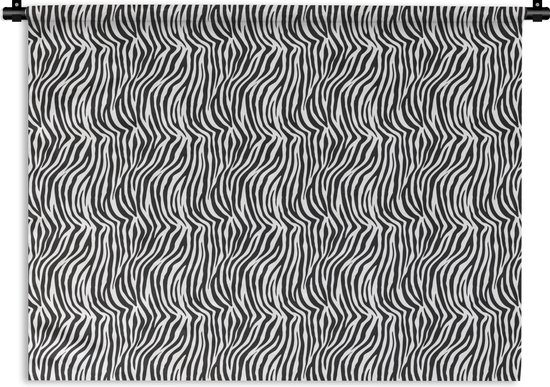 Wandkleed - Wanddoek - Dierenprint - Zebra - Zwart - Wit - 180x135 cm - Wandtapijt
