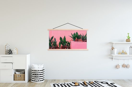Porte-affiche avec affiche - Affiche scolaire - Plantes - Été - Peinture - 150x75 cm - Lattes vierges