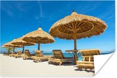 Poster Chaise de plage - Plage - Parasol - Mer - Été - 180x120 cm XXL