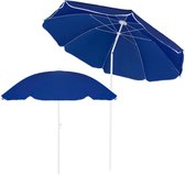 Springos Parasol | Strand Parasol | Parasols | Opvouwbaar | Kantelbaar | 180 cm | Blauw/Wit