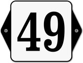 Huisnummerbord klassiek - huisnummer 49 - 16 x 12 cm - wit - schroeven  - nummerbord  - voordeur