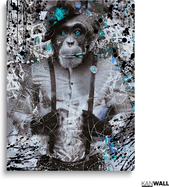 Tableau Toile Luxe Design Singe | 100 x 150 | Salle de séjour | Chambre à coucher | Bureau | Musique | Design | Art | Moderne | ** 2 CM D'ÉPAISSEUR ! †