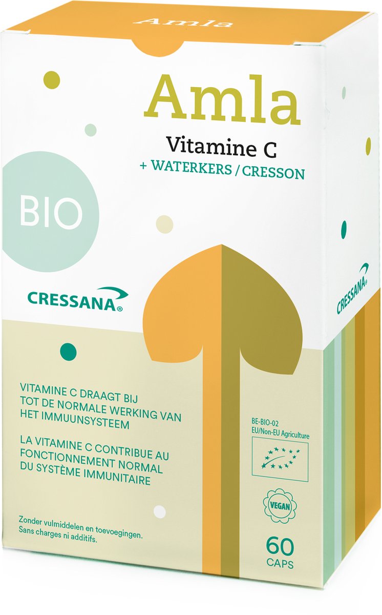 Cressana Amla Vitamine C BIO - Vitamine C is goed voor de normale werking van het immuunsysteem en helpt vermoeidheid verminderen - 60 vegan capsules