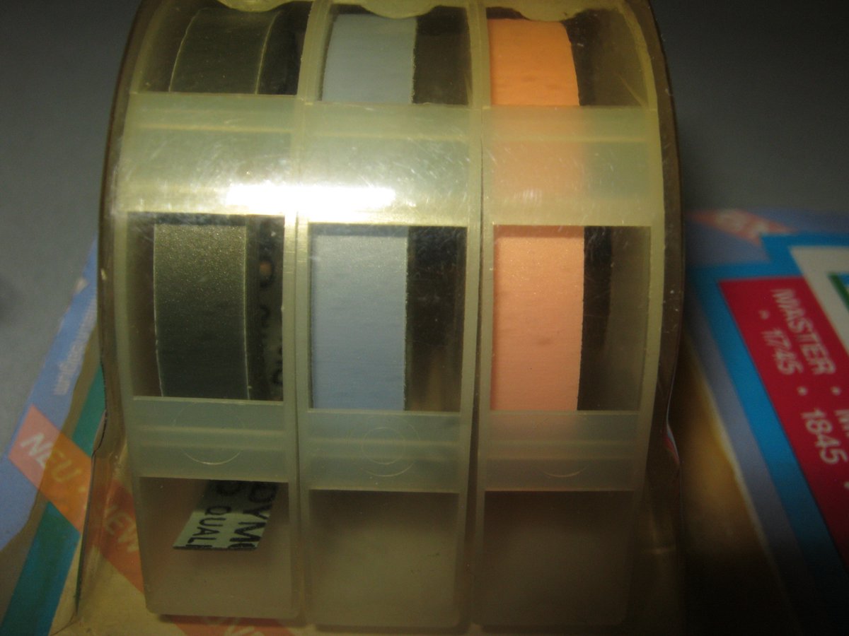 Dymo tape 3 stuks 6mm x 2mtr kleuren roze-blauw-zwart master mini deluxe
