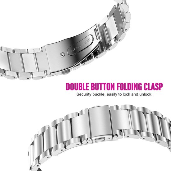 Strap it Smartwatch bandje 20mm Titanium horlogeband geschikt