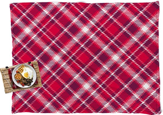 Tapis De Pique-nique Vintage Années 60 - Motif Carreaux Rouge Et Jaune