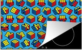 KitchenYeah® Inductie beschermer 81.6x52.7 cm - Patroon - Rubiks cube - KubusPatrone - Jongens - Kinderen - Kidsn - Kookplaataccessoires - Afdekplaat voor kookplaat - Inductiebeschermer - Inductiemat - Inductieplaat mat