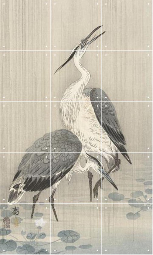 IXXI Deux hérons sous la pluie - Ohara Koson - Décoration murale - 100 x 60 cm