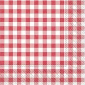 60x Vichy Karo 3-laags servetten rood/wit geblokt 33 x 33 cm - Oktoberfest servetten