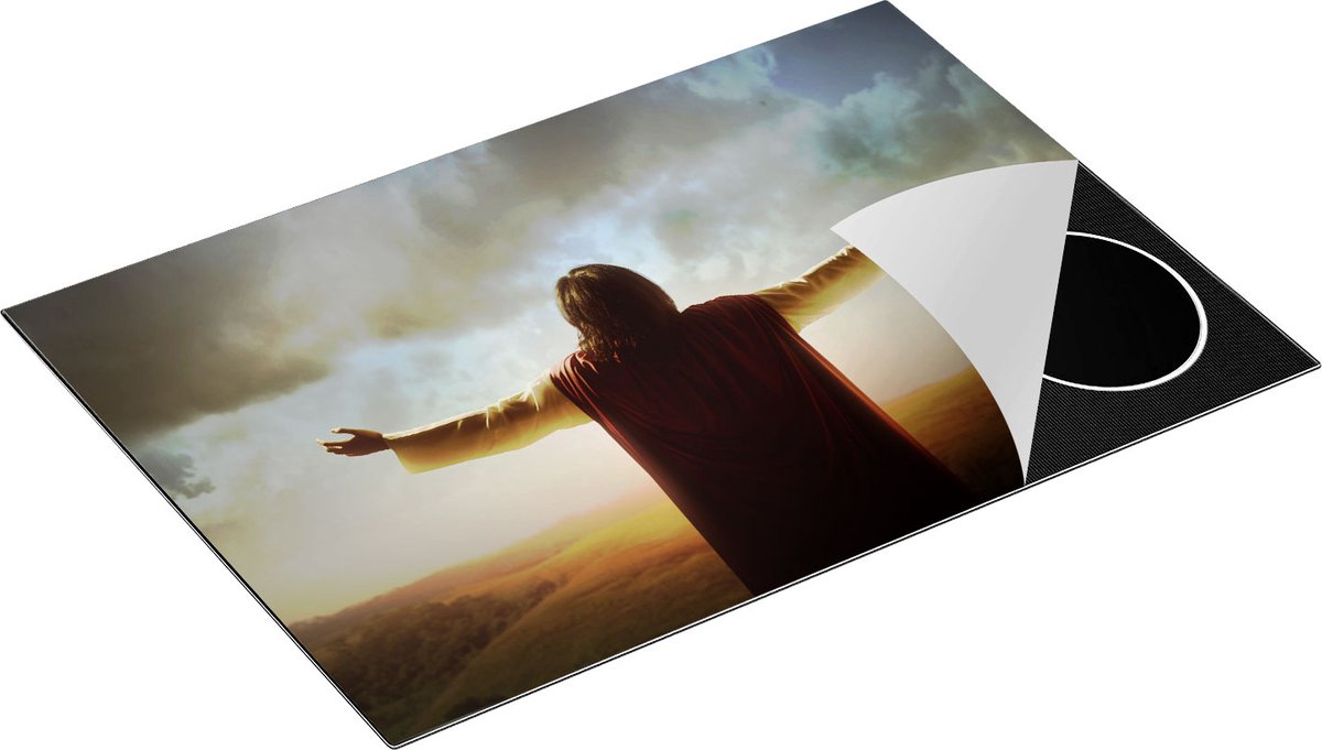 Chefcare Inductie Beschermer Jezus Christus aan het Bidden bij Zonsopgang - 77x51 cm - Afdekplaat Inductie - Kookplaat Beschermer - Inductie Mat