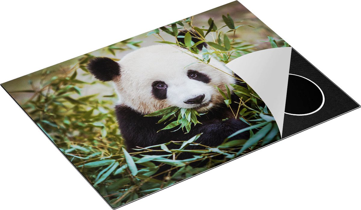 Chefcare Inductie Beschermer Panda Eet Planten - 70x55 cm - Afdekplaat Inductie - Kookplaat Beschermer - Inductie Mat