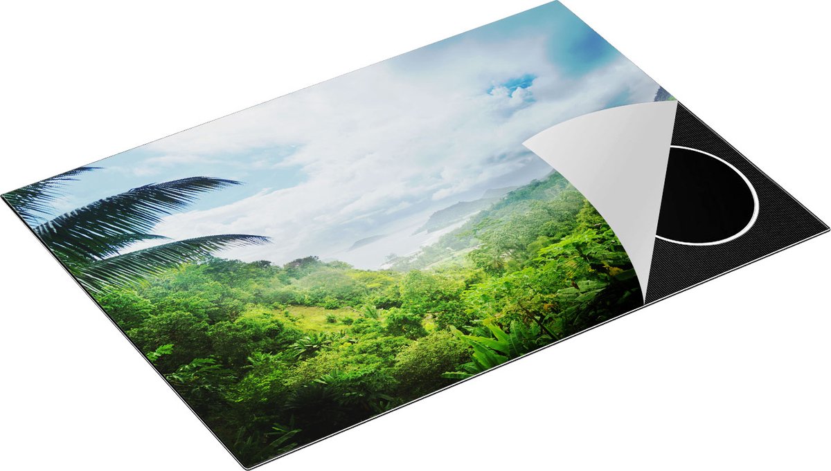 Chefcare Inductie Beschermer Jungle Uitzicht op de Seychellen - 75x55 cm - Afdekplaat Inductie - Kookplaat Beschermer - Inductie Mat