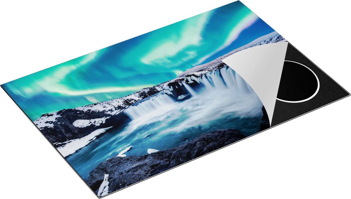 Chefcare Inductie Beschermer Watervallen met het Groene Noorderlicht - 78x52 cm - Afdekplaat Inductie - Kookplaat Beschermer - Inductie Mat