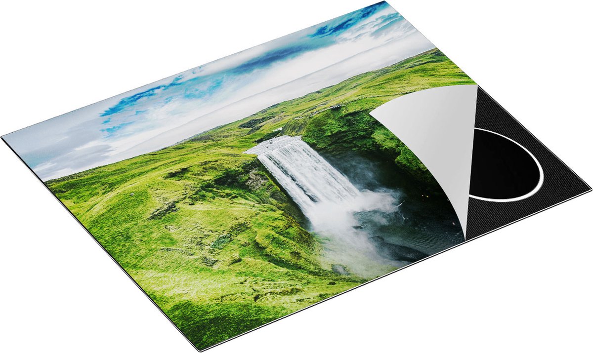 Chefcare Inductie Beschermer Waterval in het Groene Landschap - 65x52 cm - Afdekplaat Inductie - Kookplaat Beschermer - Inductie Mat