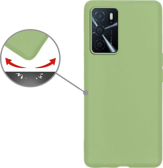 Coque OPPO A16 avec protection d'écran - Coque OPPO A16 Siliconen Vert - Coque OPPO A16 avec protection d'écran