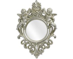Spiegel - Klassieke zilveren decoratie, Engel - Resin - 51 cm hoog