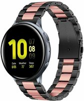 Strap-it Stalen schakel smartwatch bandje - geschikt voor Samsung Galaxy Watch Active / Active2 40 & 44mm / Galaxy Watch 3 41mm / Galaxy Watch 1 42mm / Gear Sport - zwart/roze