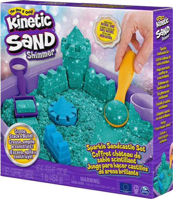 Kinetic Sand Shimmer - Speelzand - Zandkasteelset - Groen - 454g - Sensorisch Speelgoed