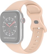 Siliconen bandje - geschikt voor Apple Watch Series 1/2/3/4/5/6/7/8/9/SE/SE 2 met case size 38 mm / 40 mm / 41 mm - maat S/M - beige