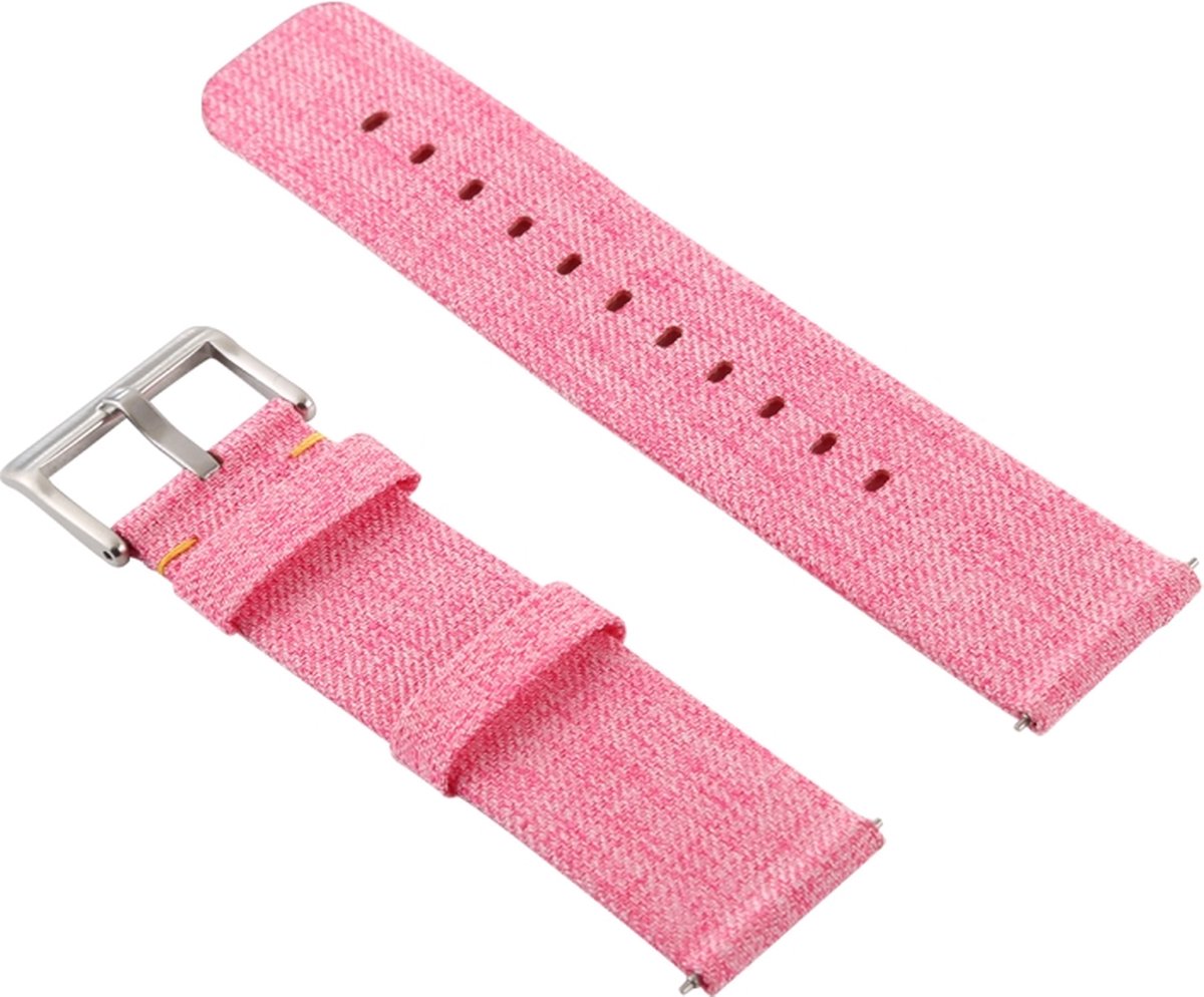 Canvas bandje - geschikt voor Fitbit Versa / Versa 2 - roze
