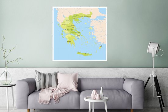 Carte verte de la Grèce 75x75 cm