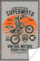 Poster Mancave - Motor - Motorcross - Retro - 40x60 cm - Vaderdag cadeau - Geschenk - Cadeautje voor hem - Tip - Mannen