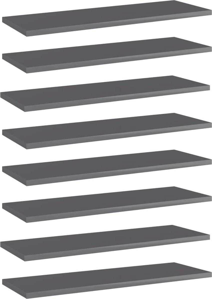 VidaLife Wandschappen 8 st 60x20x1,5 cm spaanplaat hoogglans grijs