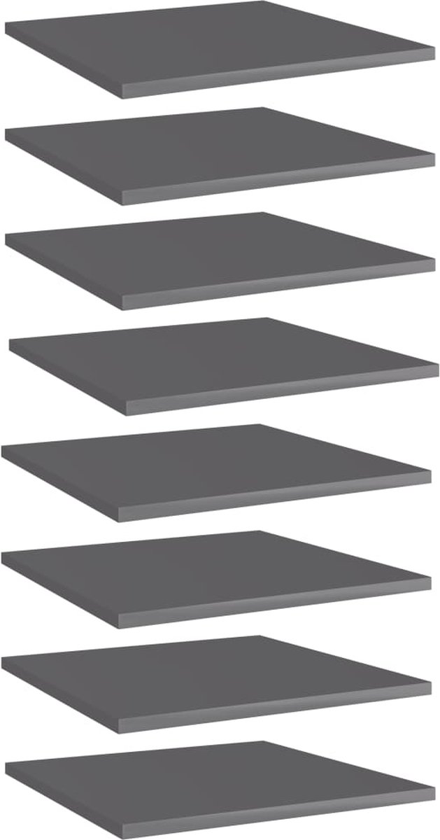 VidaLife Wandschappen 8 st 40x40x1,5 cm spaanplaat hoogglans grijs