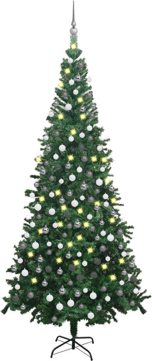 VidaLife Kunstkerstboom met LED's en kerstballen L 240 cm groen